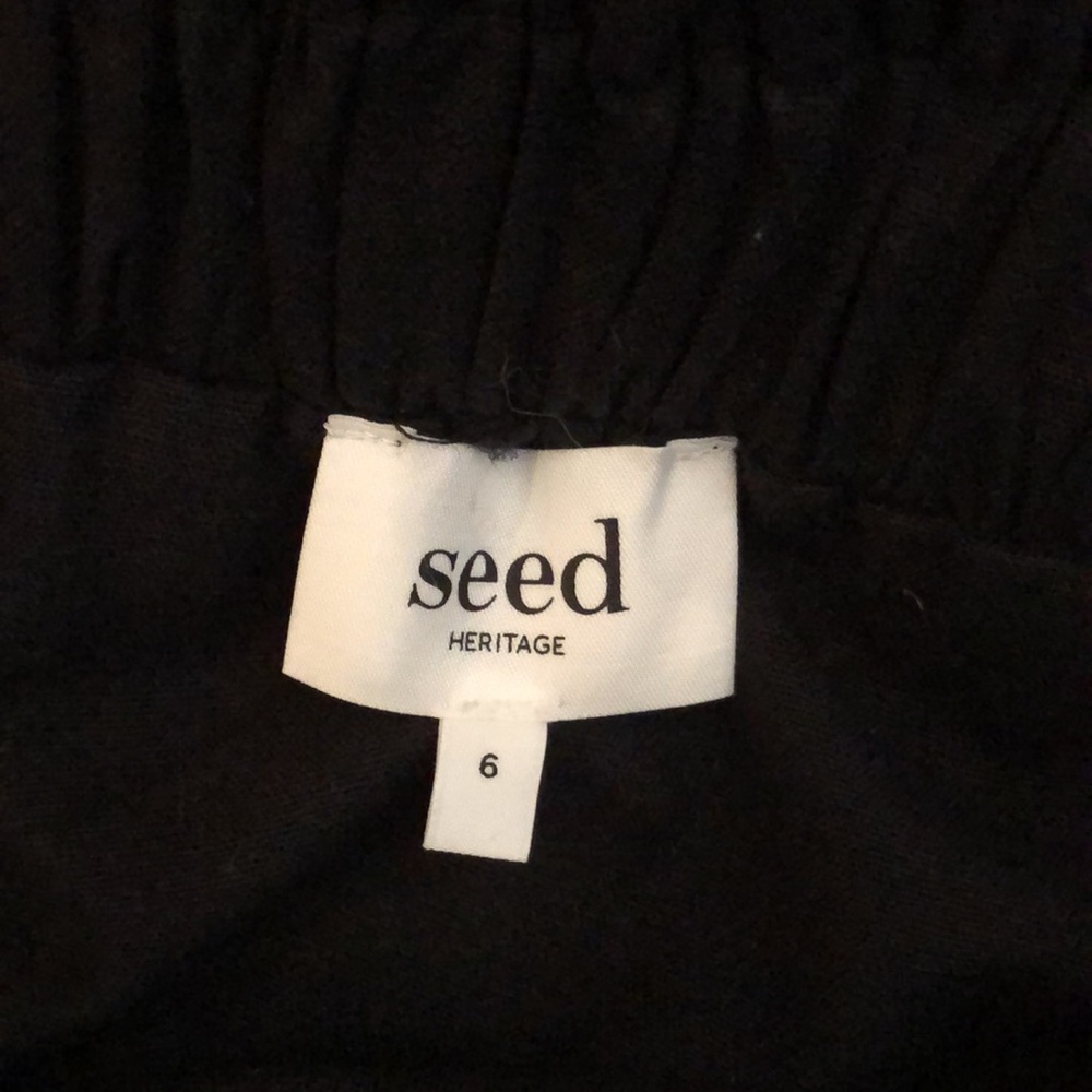 SEED HERITAGE Black ‘Off Shoulder Frill dress’, cotton linen blend, wrap, Size 6 - Picture 12 of 16